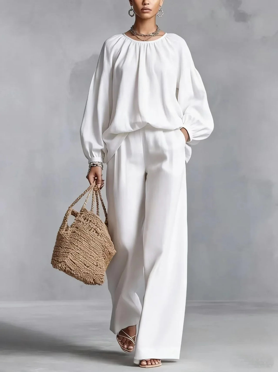 Erin Lantern Sleeve Trouser Set