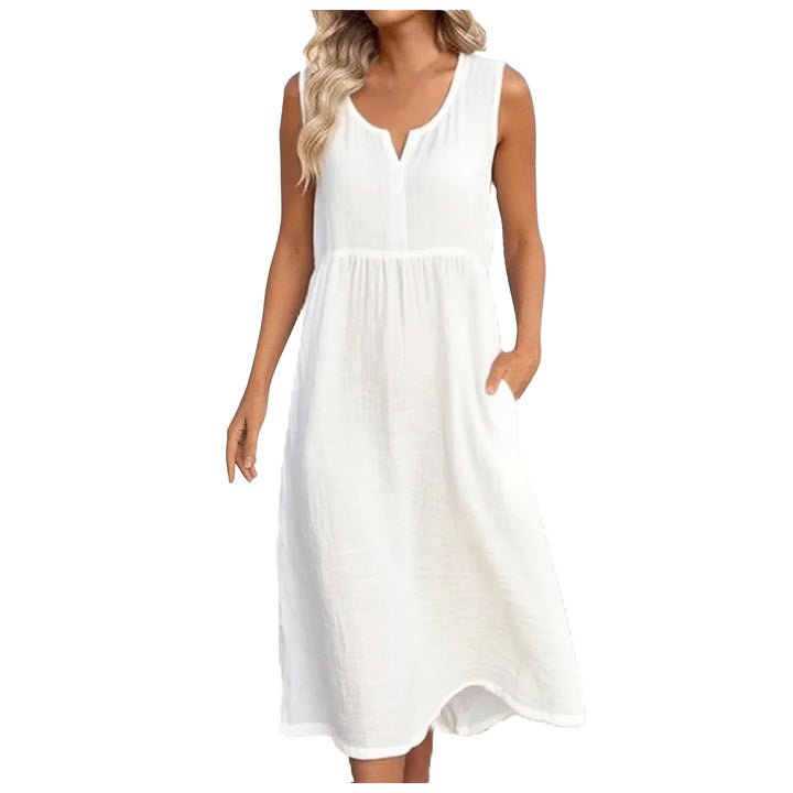 Scarlet Notch Neck  Midi Dress