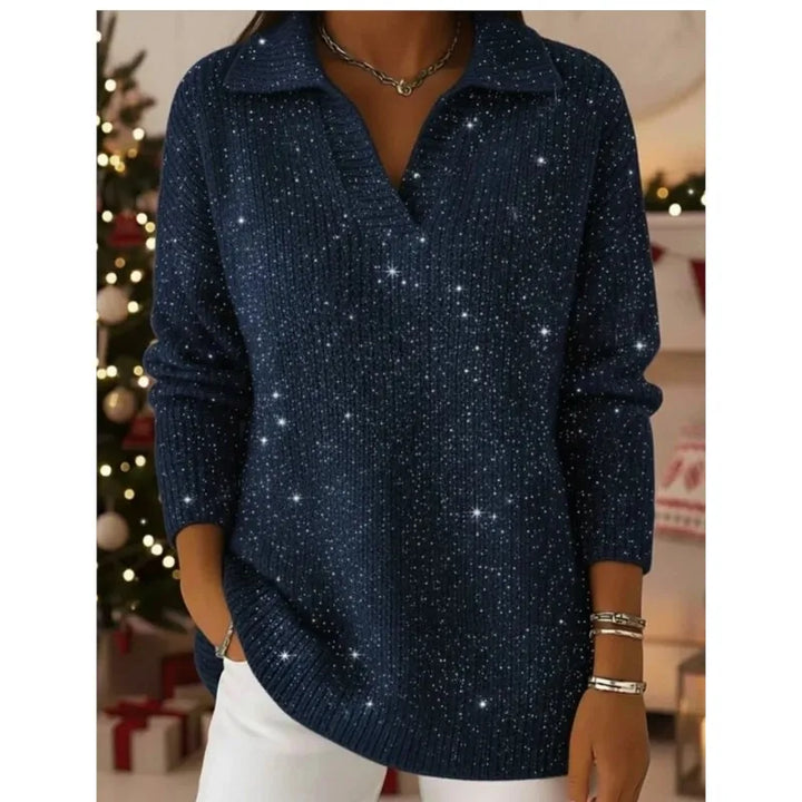 Amara Split Neck Sequin Sweater