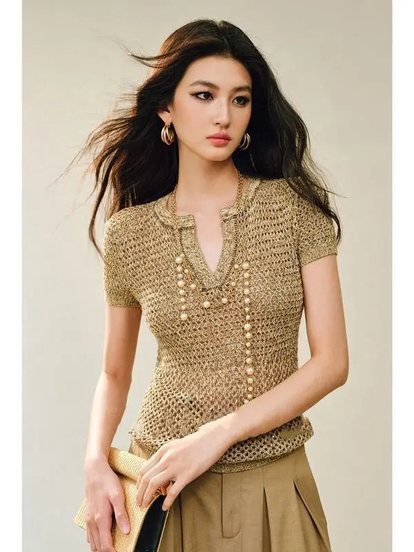 Shiloh Pearl Embellished Knit Top