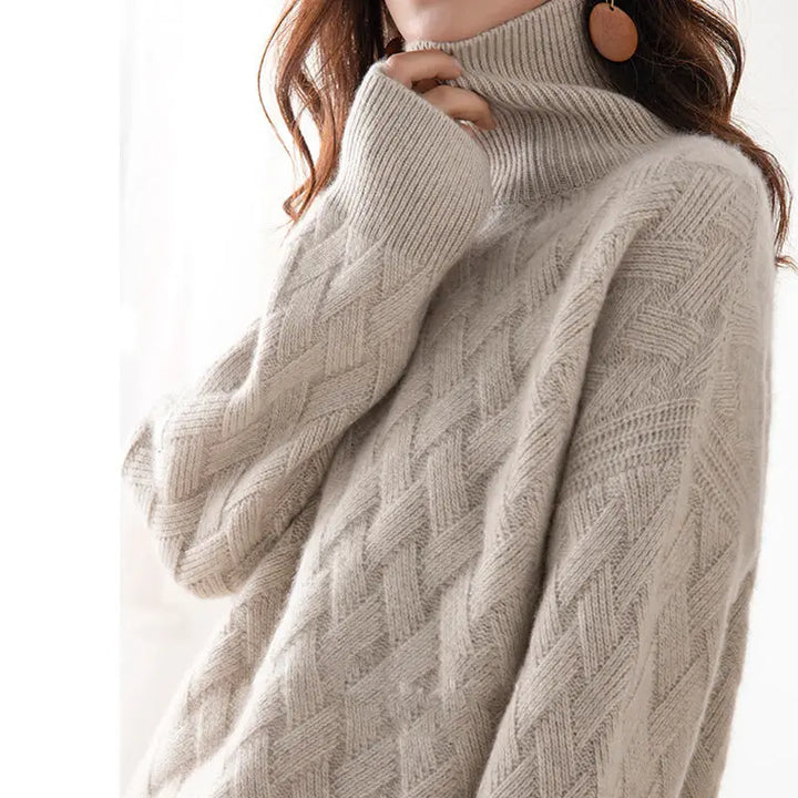 Amelia Basketweave Turtleneck Sweater