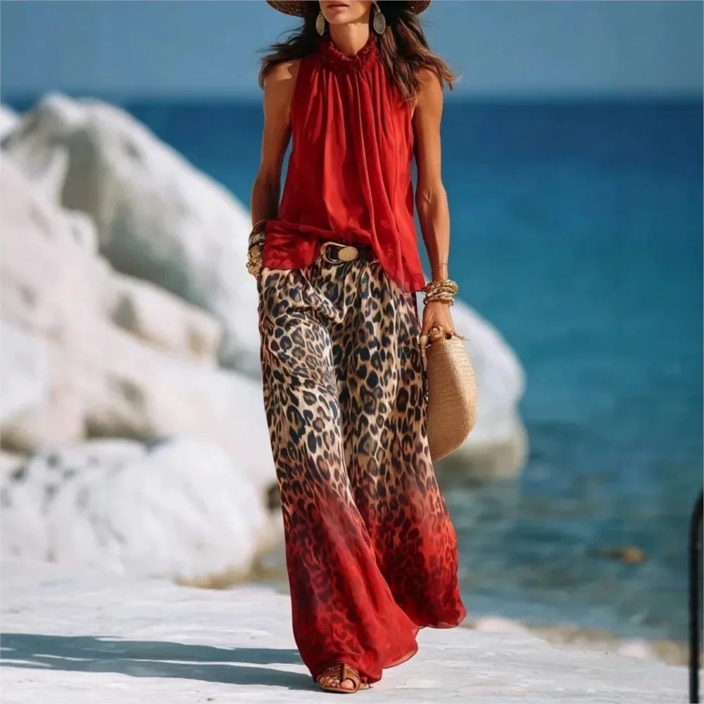 Karolina Elegant Leopard Print Palazzo Set