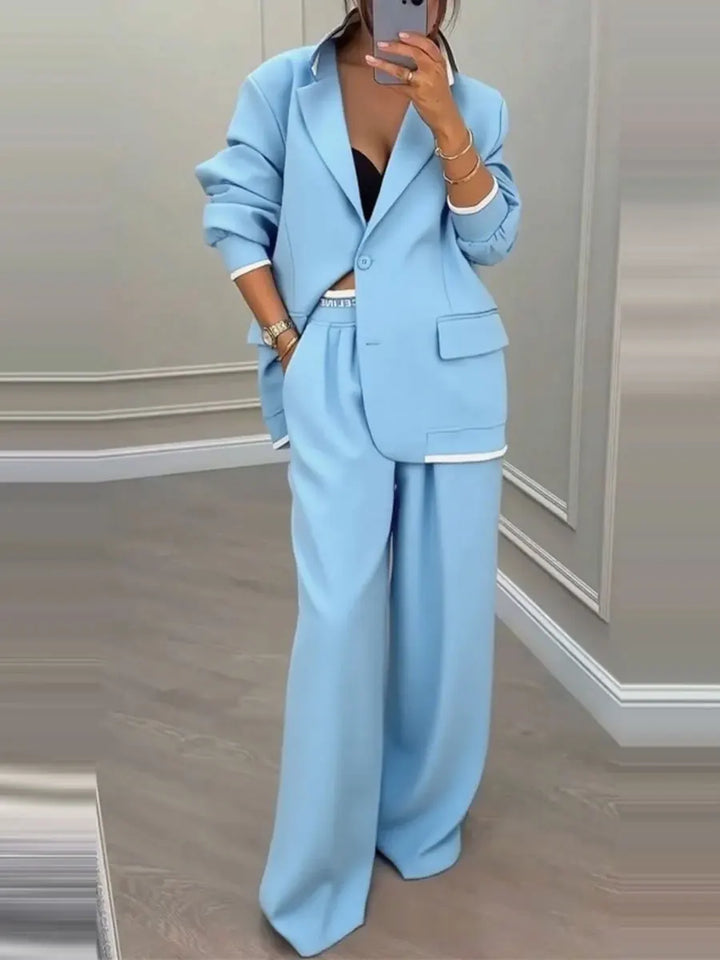 Cassandra Contrast Trim Pant Suit