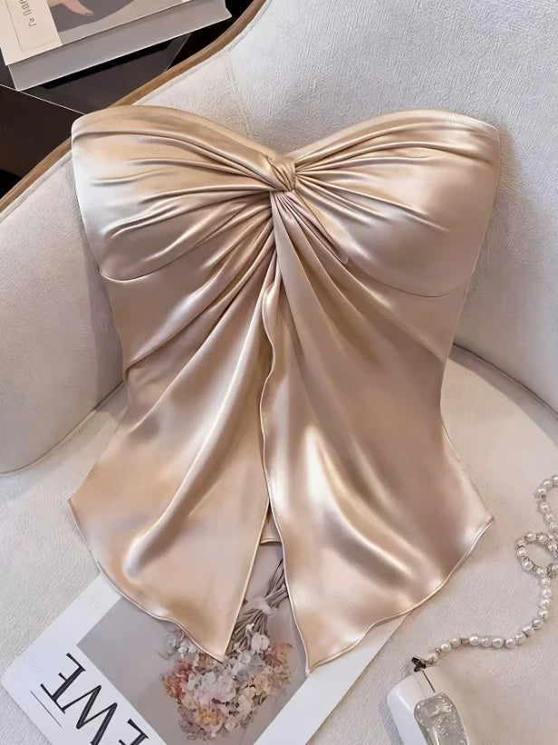 Justine Satin Strapless Blouse