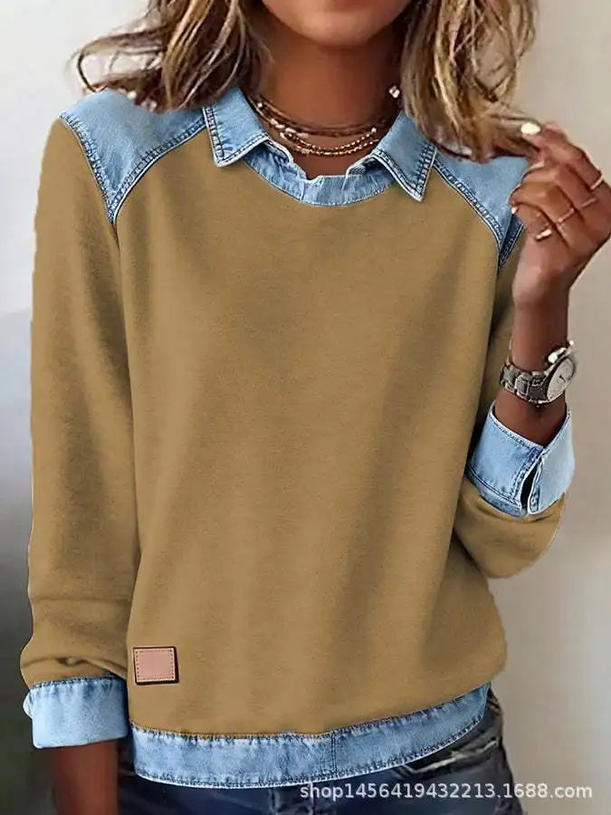 Astrid Ribbed Denim Pullover