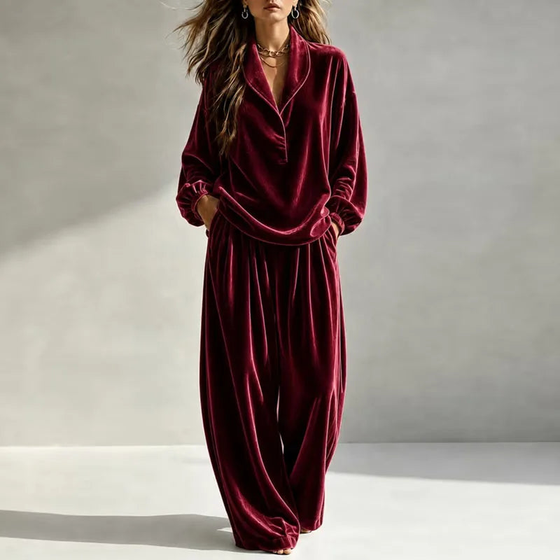 Emara Velvet Wide Leg Set