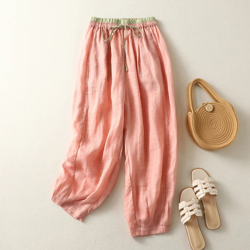 Meryl Drawstring Linen Trousers
