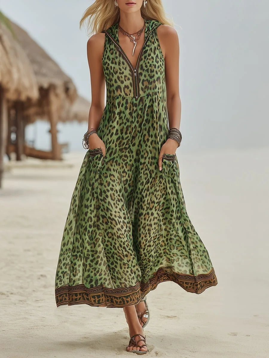 Amanda Flowy Leopard Maxi Dress