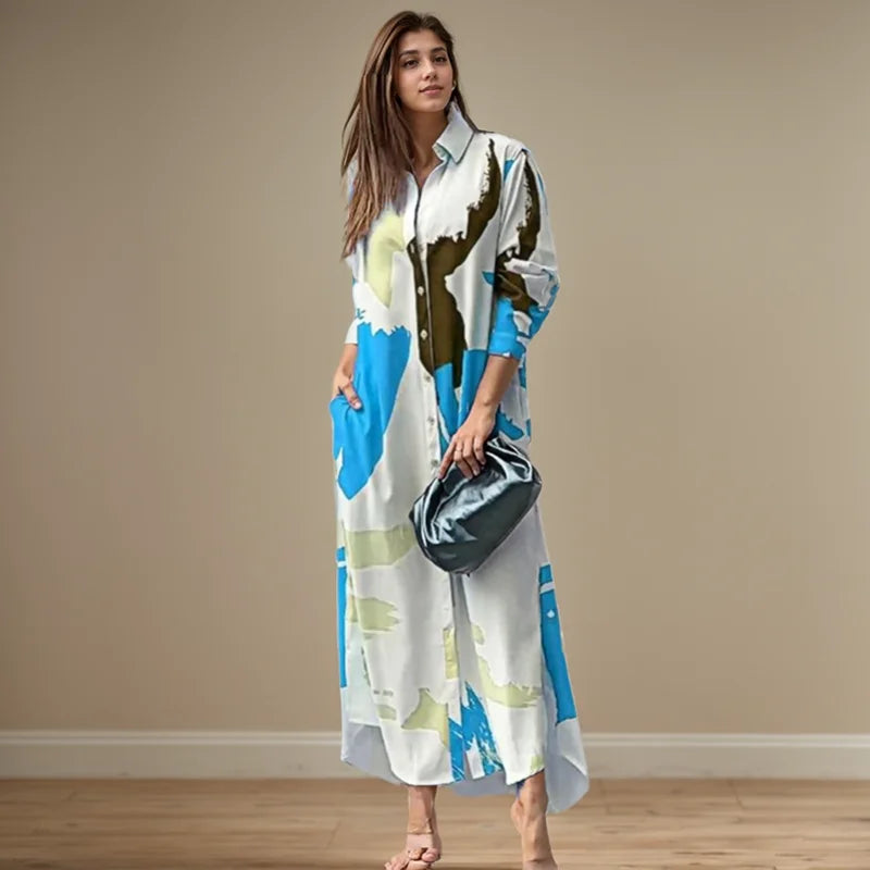 Alina Abstract Shirt Maxi Dress