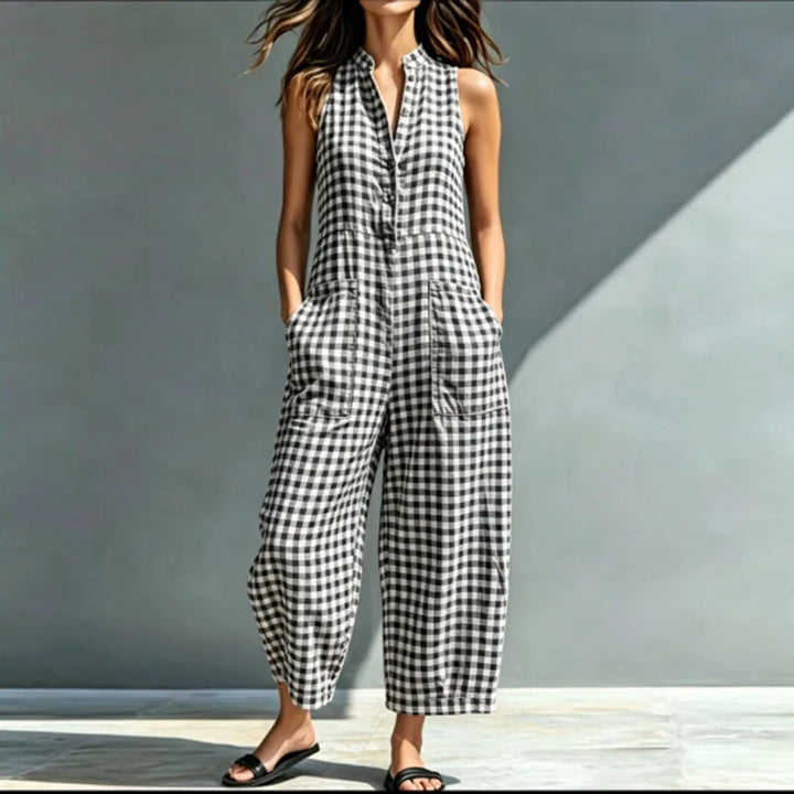 Arielle Plaid Wide Leg Jumpsuit