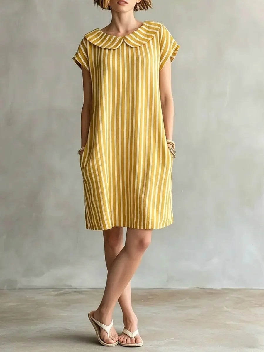 Minerva Striped Casual Shift Mini Dress