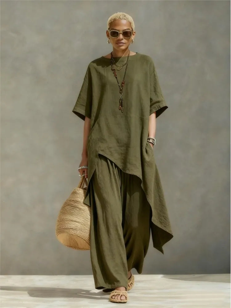 Selvin Relaxed Fit Asymmetrical Top Set