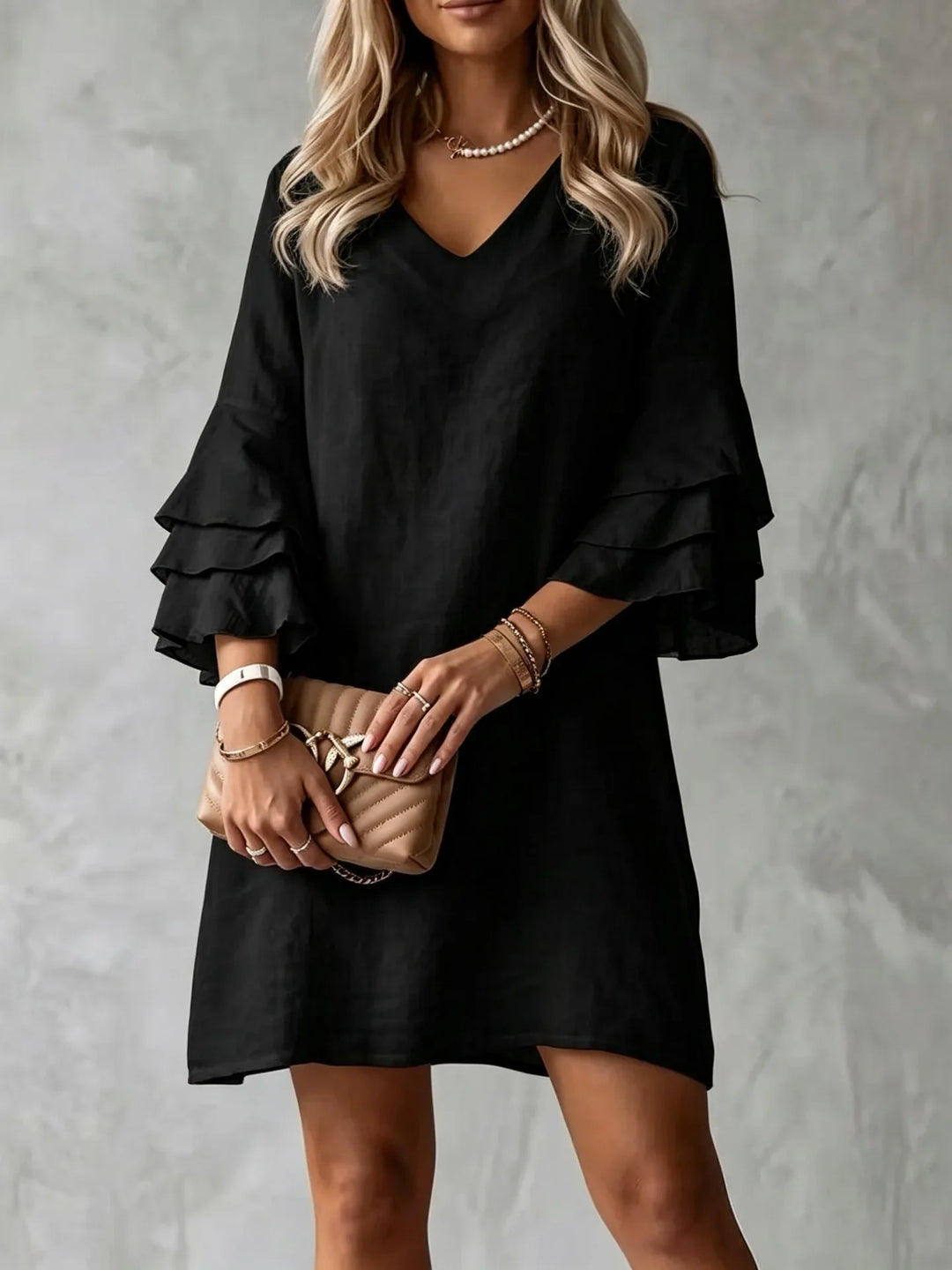 Carmen Ruffle Sleeve Mini Dress