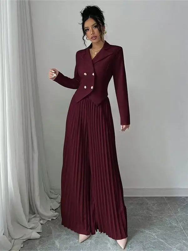 Lindsey Pleated Wide Leg Set