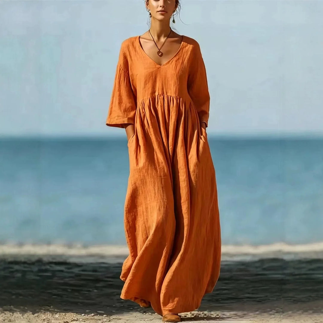 Maya Linen Blend Maxi Dress