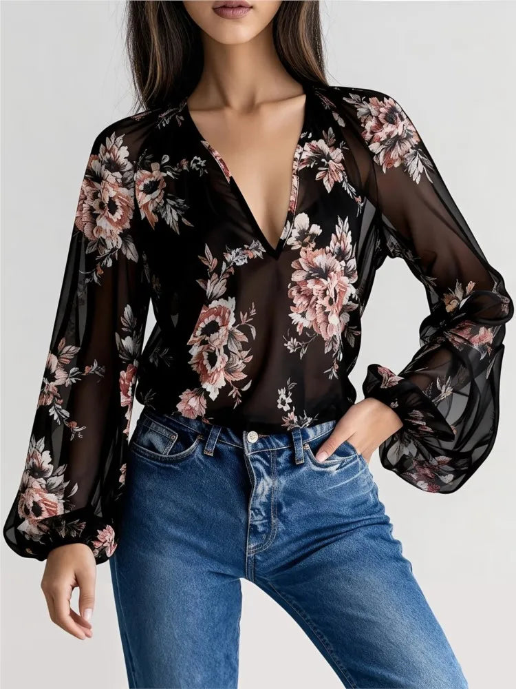 Vivian Floral Chiffon Blouse