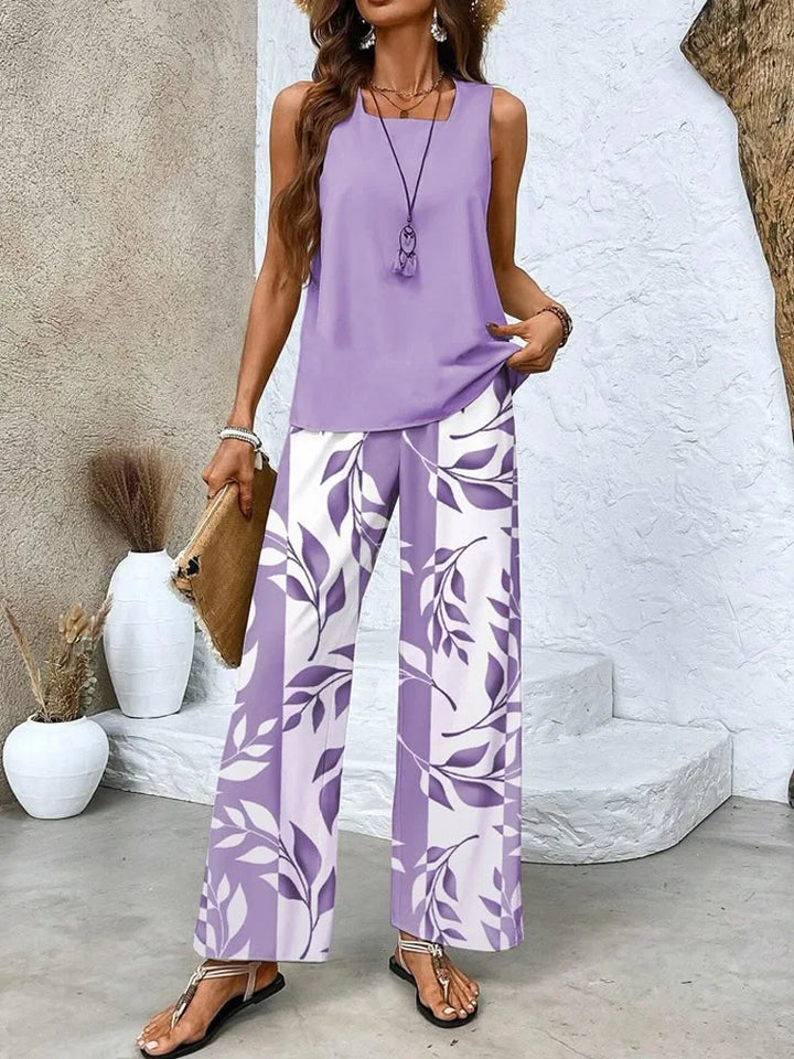 Hester Leaf Print Two-Piece Set
