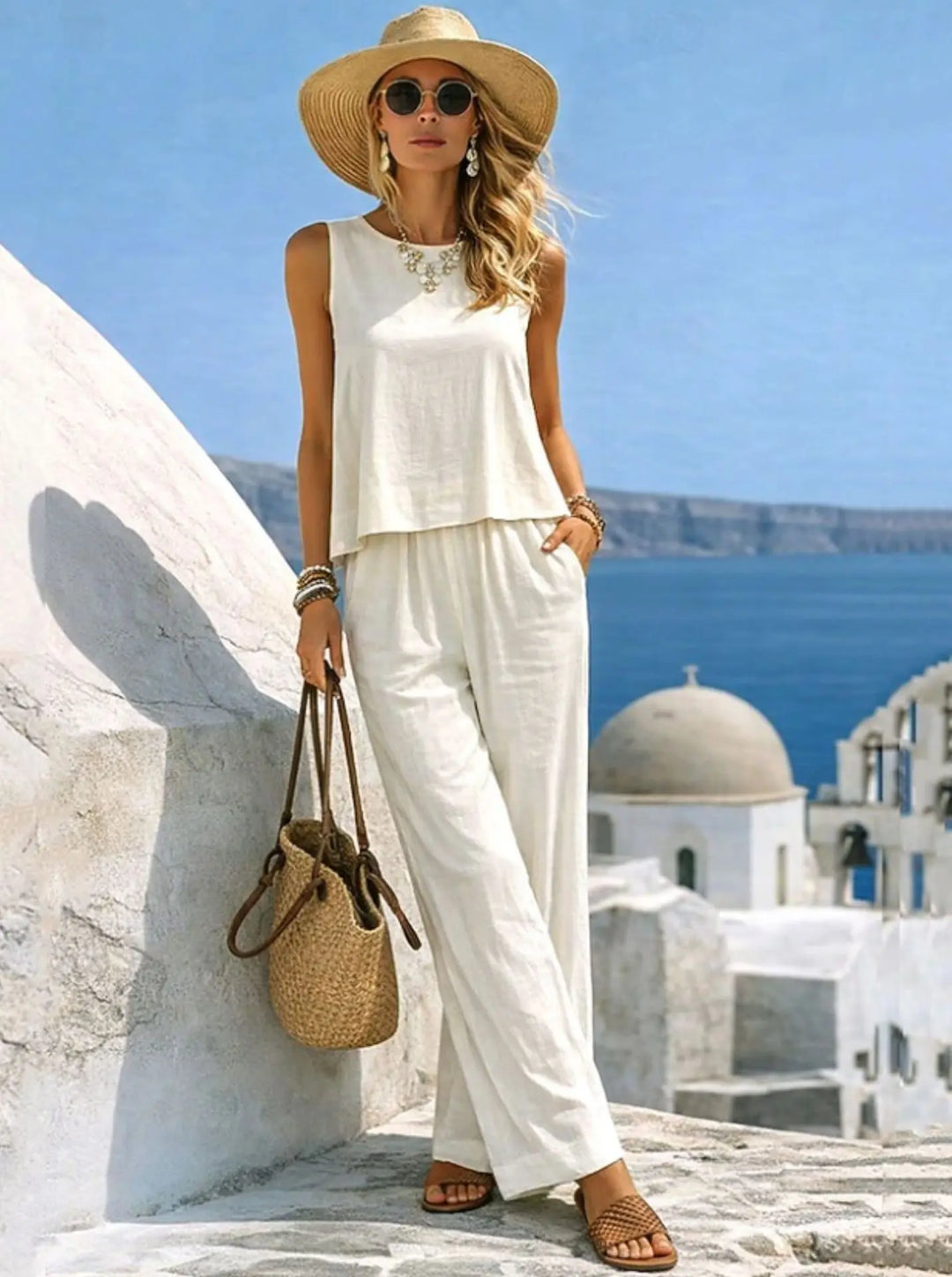 Maura Elegant Wide Leg Two- Piece Set