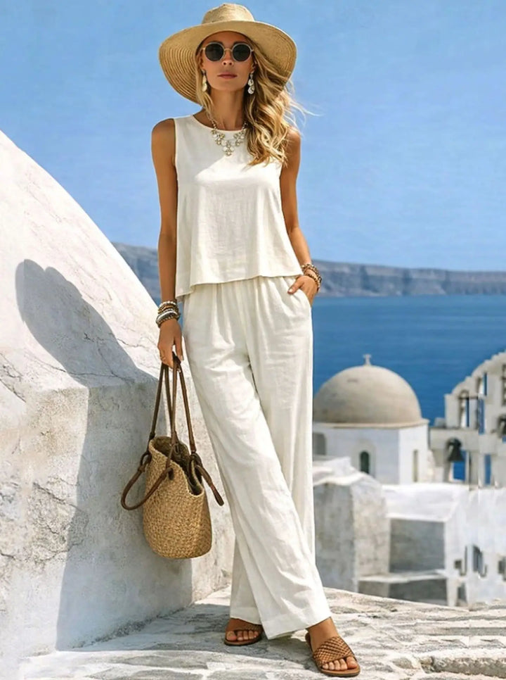 Maura Elegant Wide Leg Two- Piece Set