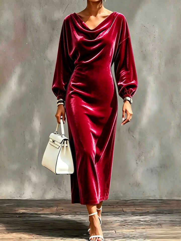 Sabine Cowl Neck Velvet Dress