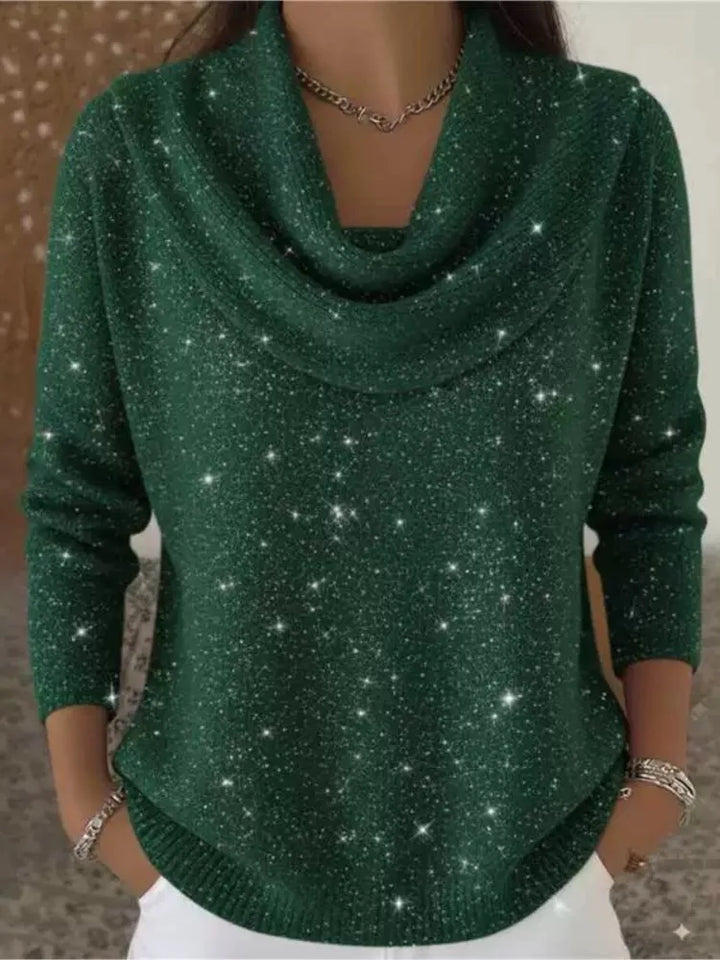 Solene Cowl Neck Shimmer Sweater