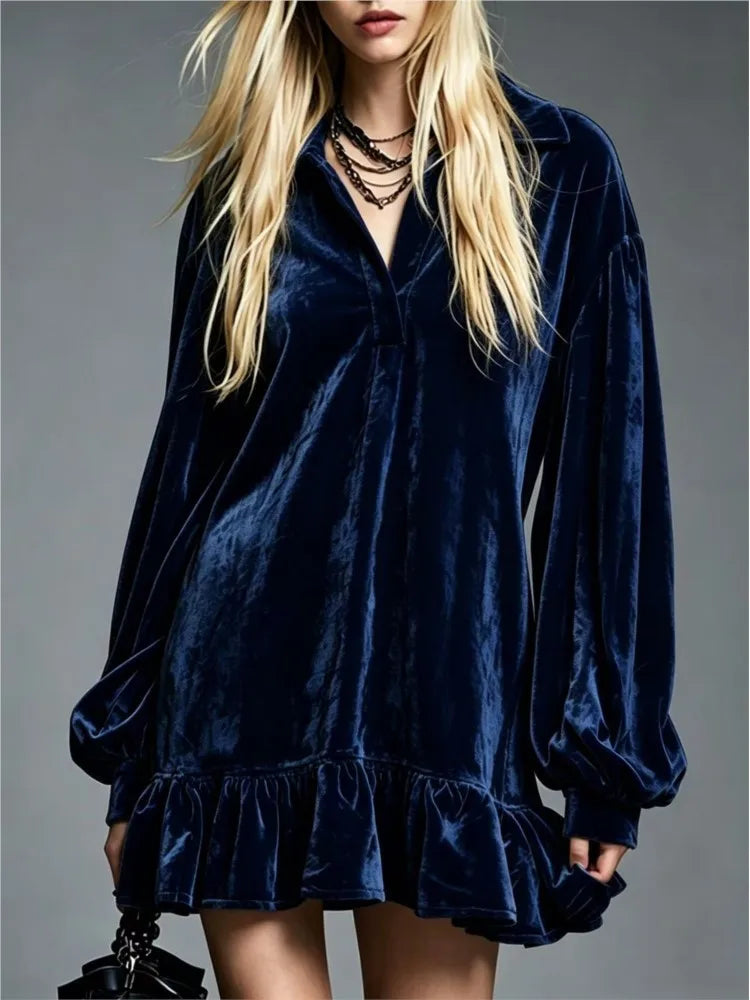 Jordynn Velvet Ruffle Mini Dress