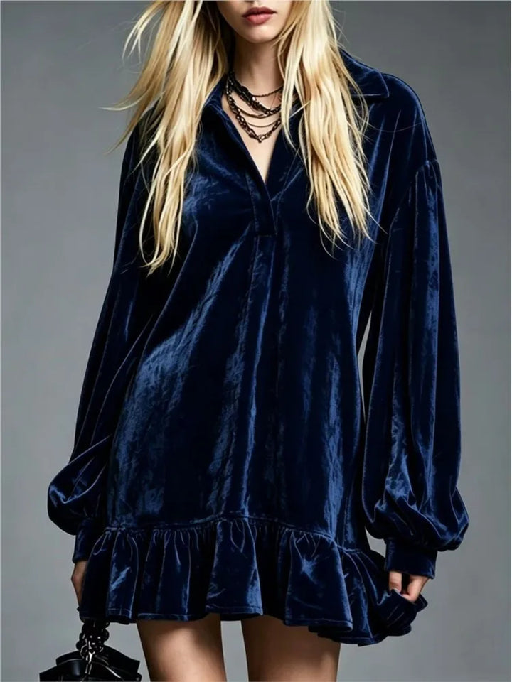 Jordynn Velvet Ruffle Mini Dress