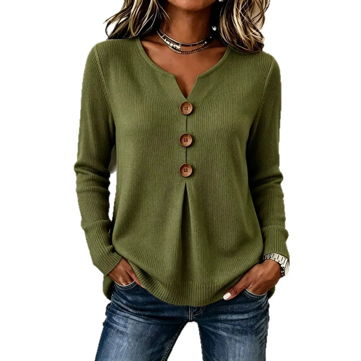Fiora V Neck Ribbed Henley
