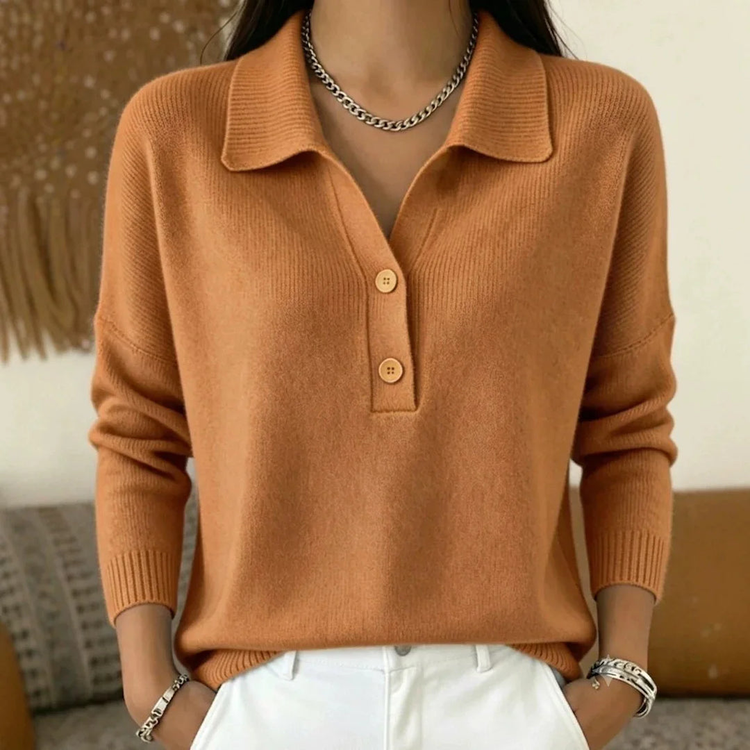 Sylvie Button Placket Polo Sweater