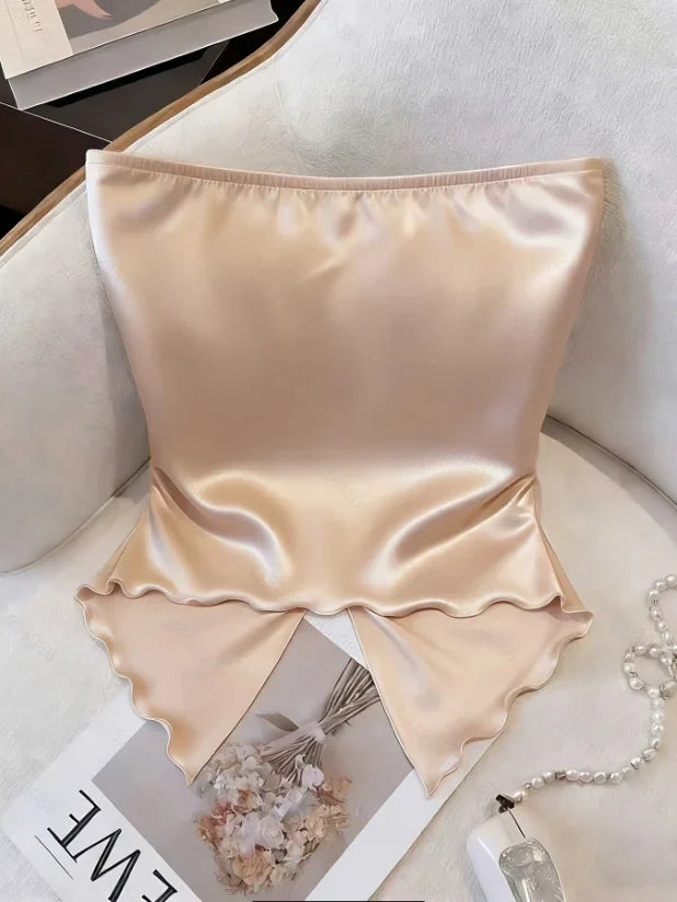 Justine Satin Strapless Blouse