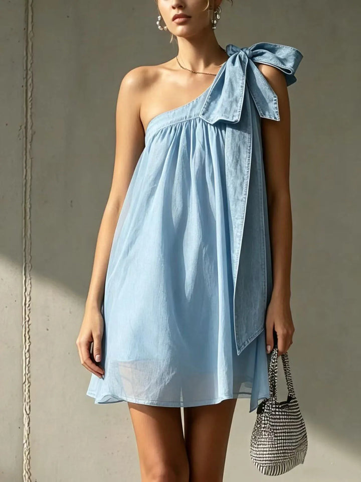 Alessa Bow Detail One Shoulder Mini Dress