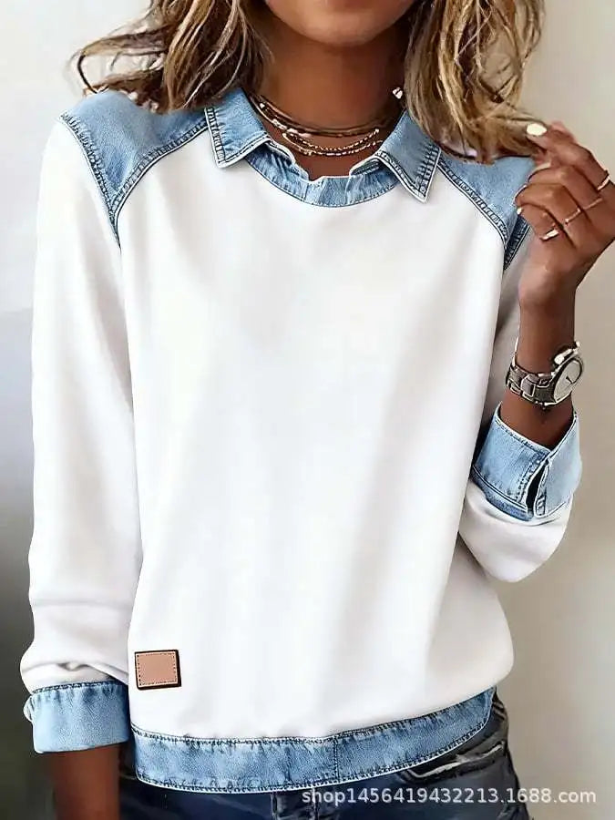 Astrid Ribbed Denim Pullover