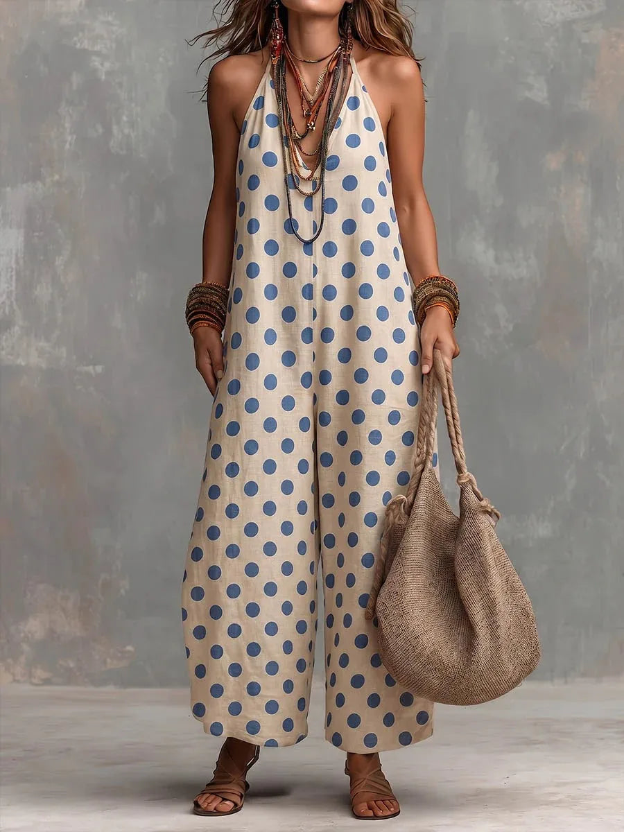 Arlisse Boho Polka Dot One Piece Jumpsuit