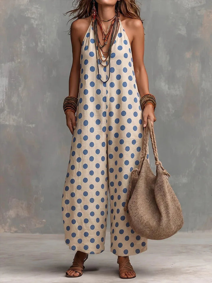 Arlisse Boho Polka Dot One Piece Jumpsuit