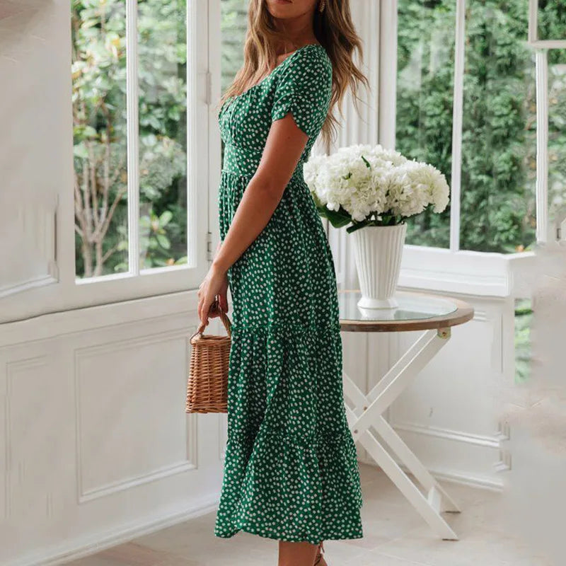 Jocelyn Floral Puff Sleeve Midi Dress