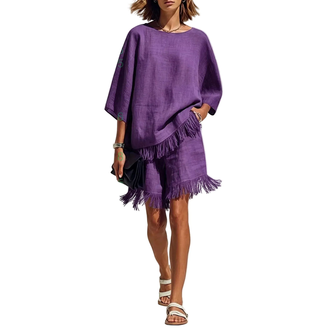Maris Linen Fringe Cape Co-Ord Set