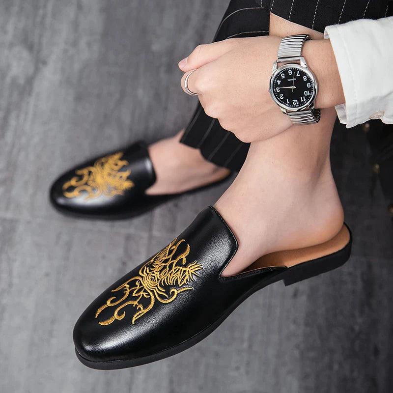 Ian Embroidered Mule Loafers