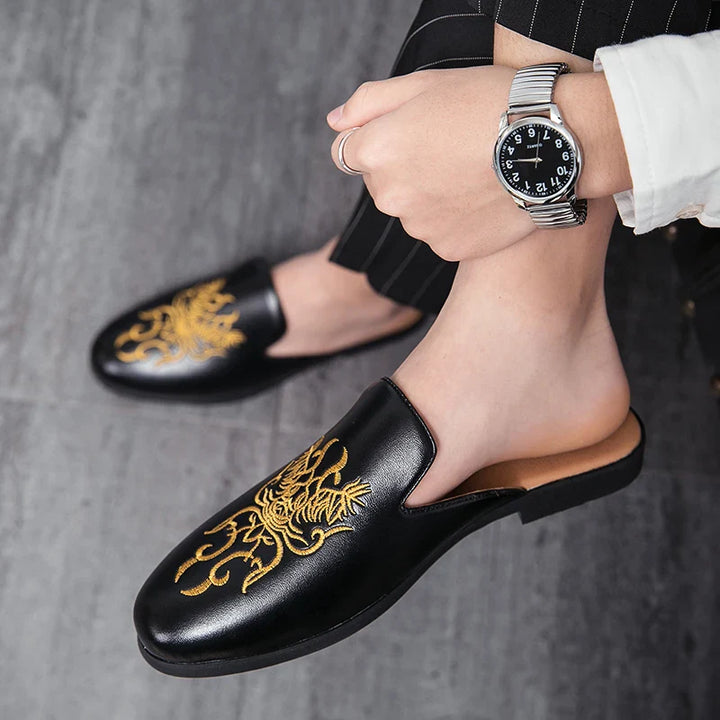 Ian Embroidered Mule Loafers