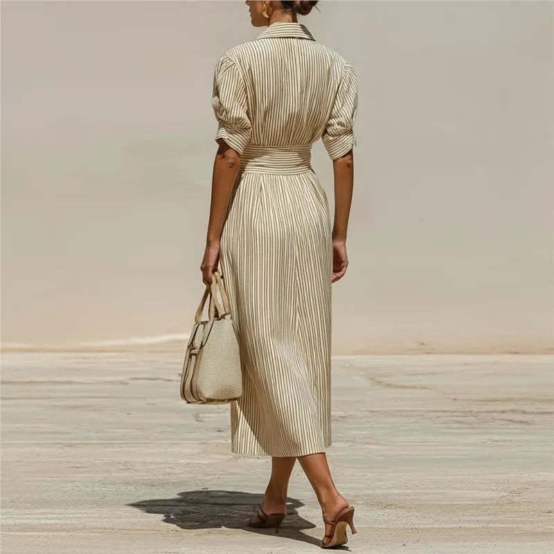 Jenny Striped Shirt Midi Dress
