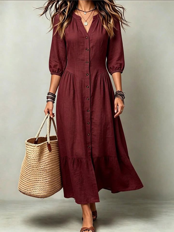 Adeline Button Front Maxi Dress