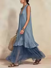 Zephyra Bohemian Ruffle Hem Maxi Dress