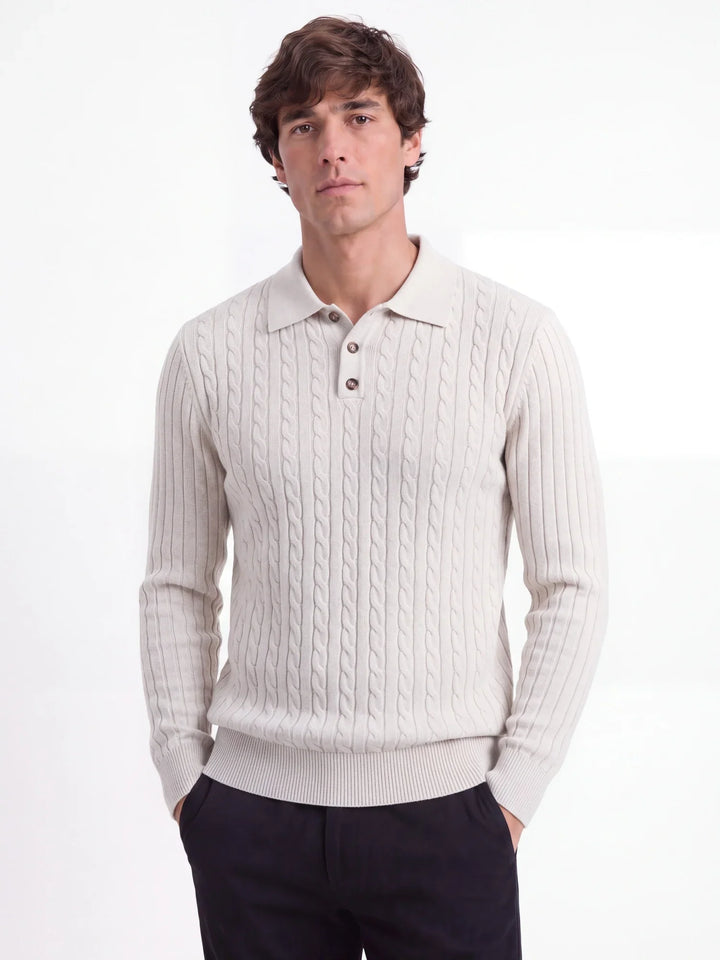 Callum Cable Knit Polo