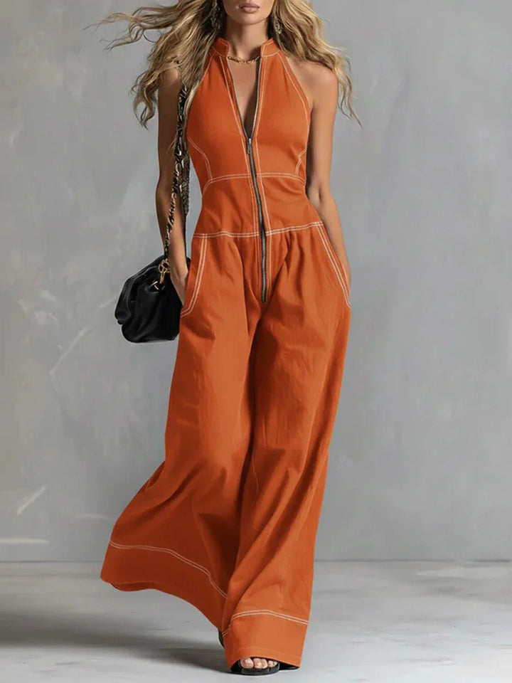 Thorneau Zip Front Wide Leg Jumpsuit