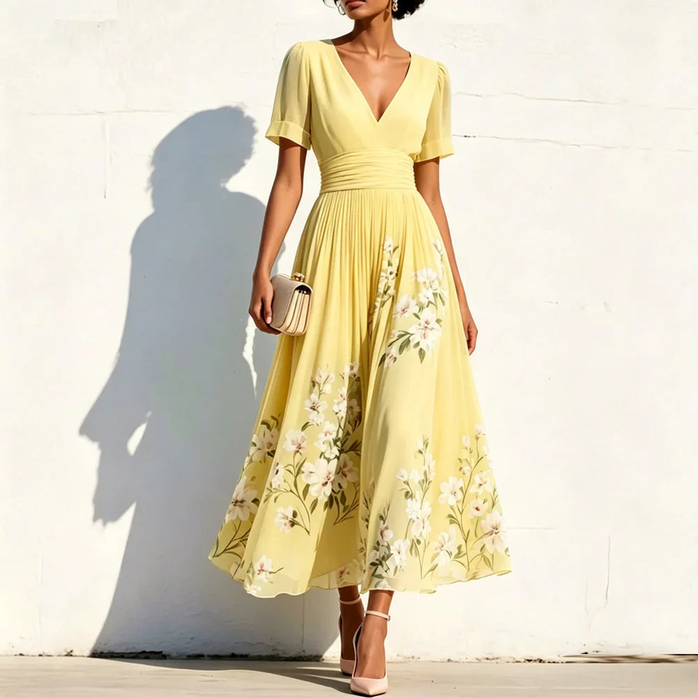 Clarisse Floral A Line Wedding Guest Dress