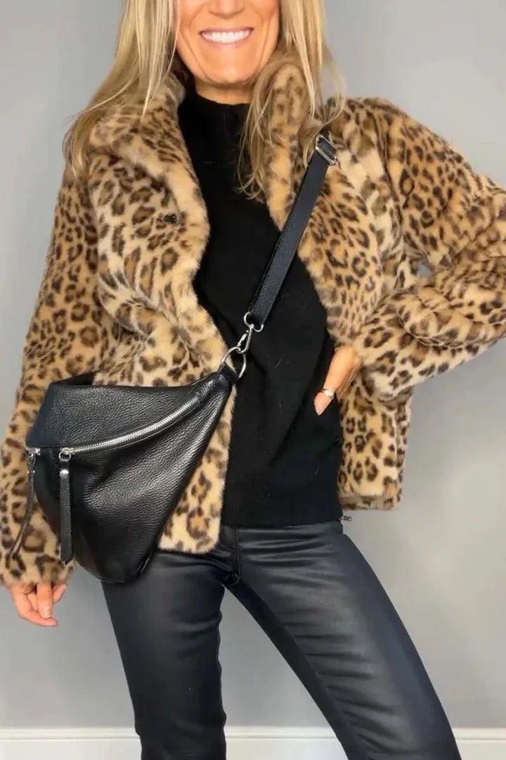 Adair Turn Down Leopard Coat