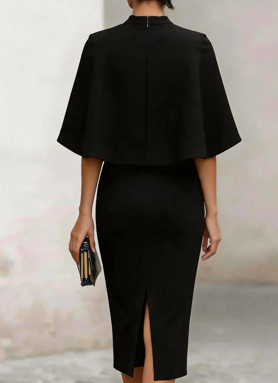 Sabina Cape Sleeve Semi Formal Dress