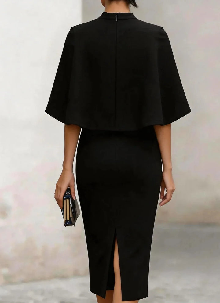 Sabina Cape Sleeve Semi Formal Dress