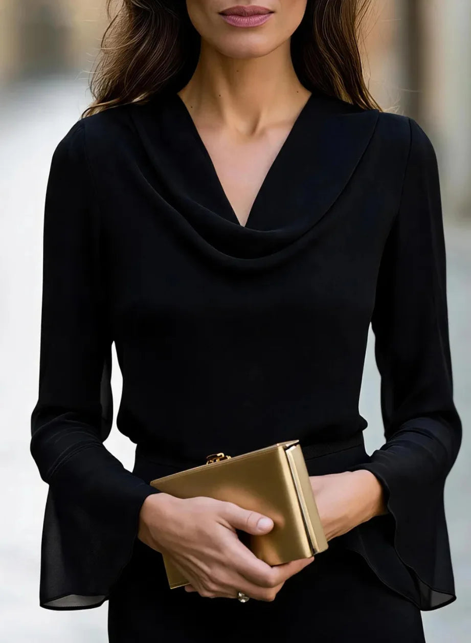 Leia Draped V Neck Blouse