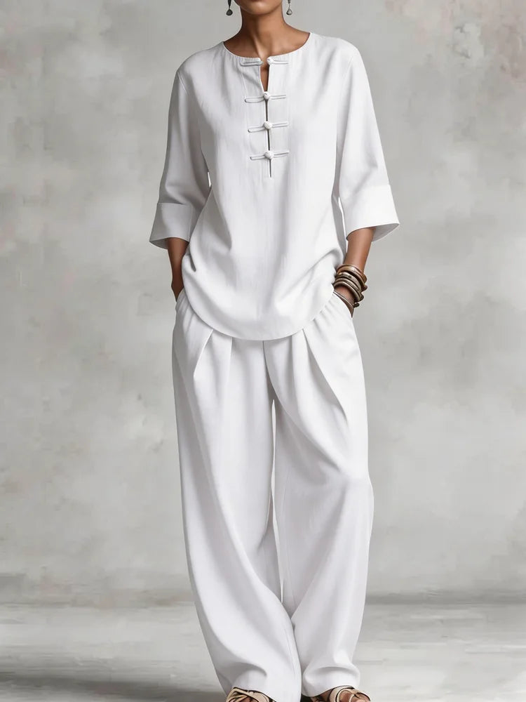 Lourdesa Button Up Shirt Casual Trouser Set