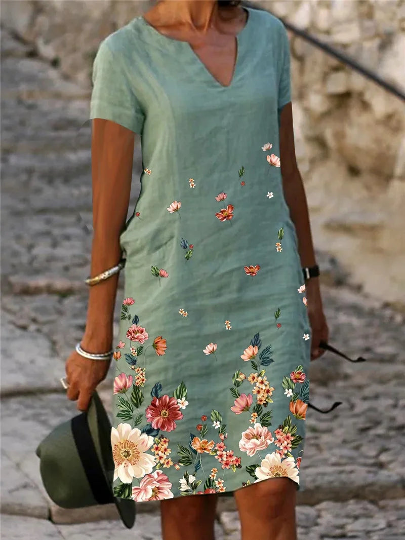 Agatha Floral V Neck Mini Dress